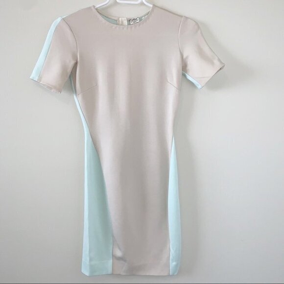 Aritzia Wilfred Mignonne Mini Dress Bodycon Stretch Short Sleeve colorblock XS - Picture 6 of 15